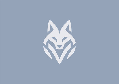 Abstract symmetrical wolf logo for strength, leadership, or bold brand identity.