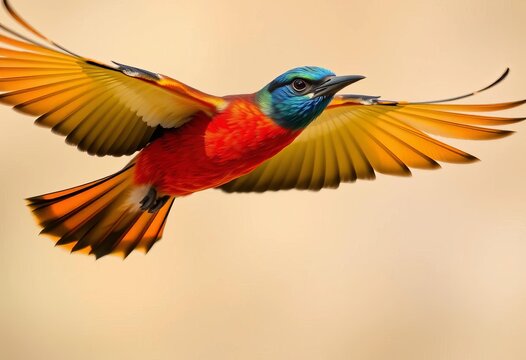 Close-up of a vibrant baza bird in flight, showcasing intricate plumage,  nature,  colorful