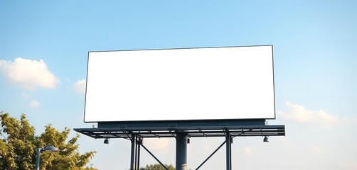 Obraz premium Clean, modern billboard on clear sky background, outdoor, platform