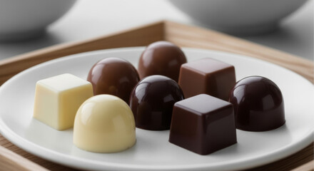 美しい艶のあるボンボンショコラの詰め合わせ 宝石のようなチョコレート バレンタイン