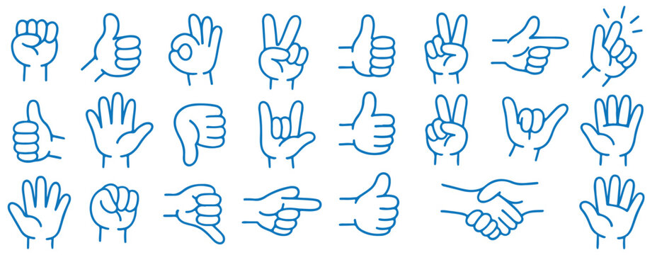 Mega set of Cartoon comic hands gestures with different signs and symbols, doodle-style human arms showing various poses, perfect for comic illustrations, educational graphics, social media design