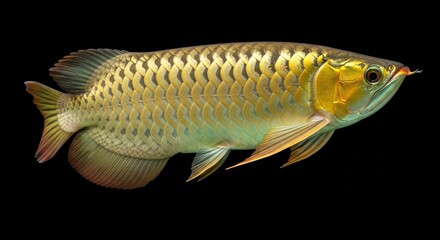 Arowana Fish Isolated Black.
