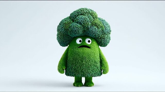 3D model of broccoli vegetable cartoon character