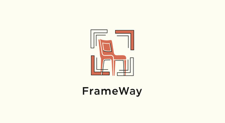 Stylized Chair Logo Design Element.