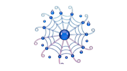 Abstract Blue Spiderweb with Water Droplets