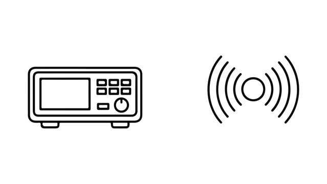 Signal generator and wireless transmission icon isolated on white background, Vector, illustration
