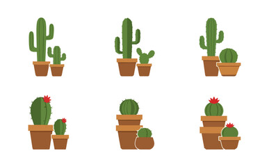 set of cactus plants vector