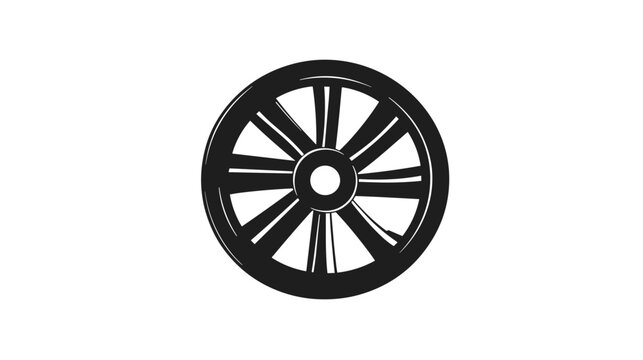 Black Iron Wagon Wheel with Spokes.