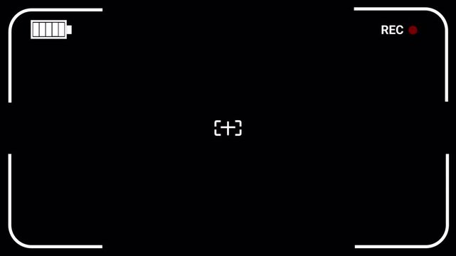 Modern camera viewfinder screen overlay with live recording indicator  screen of video recorder digital display with multiple settings and timer. 4K camcorder interface for video cameras.