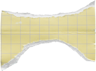 piece of yellow graph cardboard paper tear isolated on white background