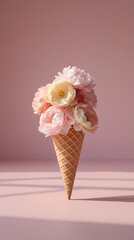 ice cream cone with flower