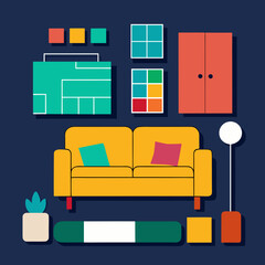 living room interior with sofa