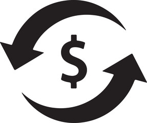Financial cycle with arrows showing money flow and economic return on investment