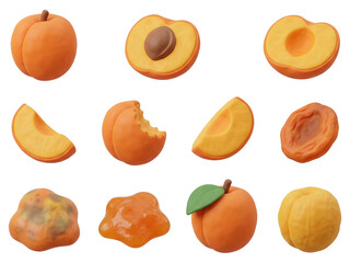 Artisanal Peach Clay Collection: Whole, Sliced, and Imperfect