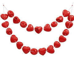Obraz premium Heart-shaped garland isolated on transparent background isolated on transparent background