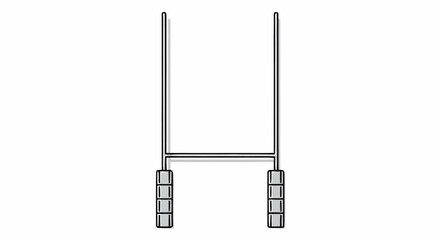 Obraz premium A simple metal frame with vertical poles and weighted bases stands upright on a plain surface.