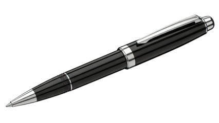 Black Rollerball Pen with Silver Accents