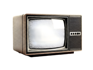 Vintage Television with Static Screen on White Background On White Background, Isolated on Transparent Background 