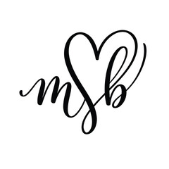 Fototapeta premium Elegant calligraphy of intertwined letters forming a heart shape design