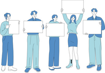 People Holding Empty Signboard for Your Message