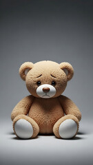 Obraz premium Cute Teddy Bear Plush Toy Sitting Against Gradient Background