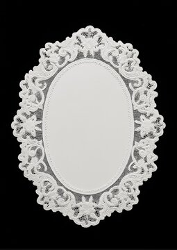 Oval Lace Doily On Black Background