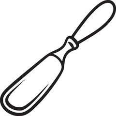 Obraz premium Vintage shoe horn vector illustration, classic footwear accessory line art, black and white shoehorn icon for fashion and retail design