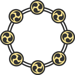 雷太鼓のアイコン（線画カラー）のイラスト