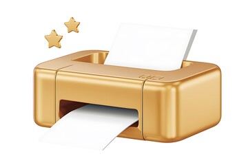 Gold Printer Icon Business Printing Devices