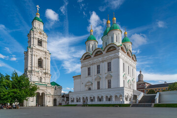 Cathedral of the Assumption of the Blessed Virgin Mary with a bell tower on the territory of the historical and architectural complex Astrakhan Kremlin on a spring day, Astrakhan, Russia