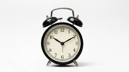 Side Perspective of a Black Metal Alarm Clock Displaying a Timeless and Professional Aesthetic