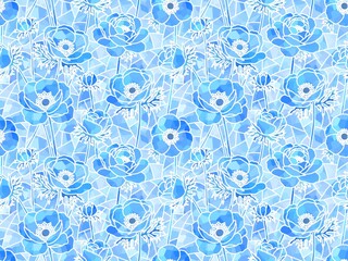 アネモネのステンドグラスのシームレスパターン　c-2'
