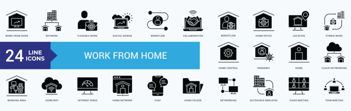 Work From  Home Icon Pack Illustration Vector Glyph Style
