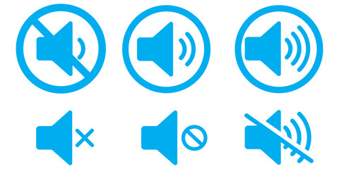 No speaker sound or keep silence red circle sign and green allowed vector icons, featuring mute and unmute volume button symbols, volume allow and prohibit signs