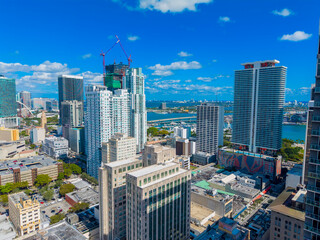 Obraz premium Downtown Miami business and financial district 2026. Aerial drone photography of Miami scenes