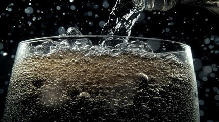 Refreshing golden beer pouring into chilled glass capturing perfect foam and bubbles inviting cold beverage experience.