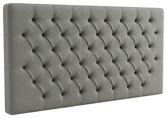 Naklejka premium Grey upholstered fabric headboard with diamond tufted button pattern on a transparent background