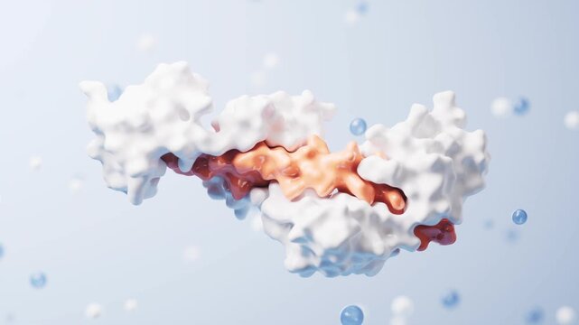 Abstract protein structure 3d animation showing molecular binding and medical research visualization