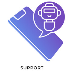 AI Support Gradient Anaglyph Icon &ndash; Mobile Chatbot Support, AI Assistant Help Desk Symbol