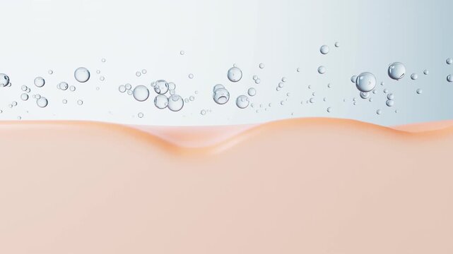 Water bubbles on human skin layer 3D animation showing hydration and skin cell renewal process