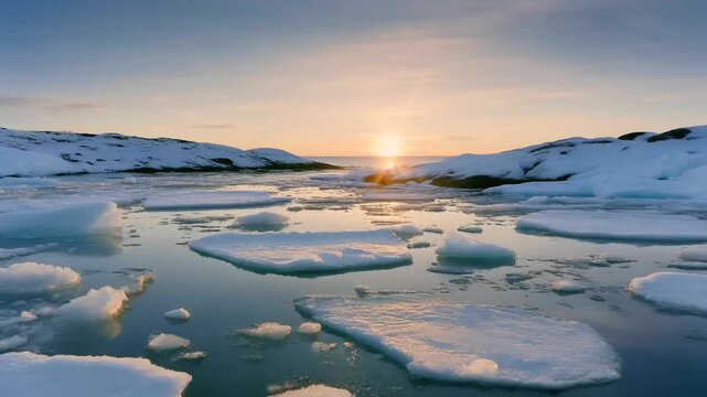 Ice floes at sunrise.