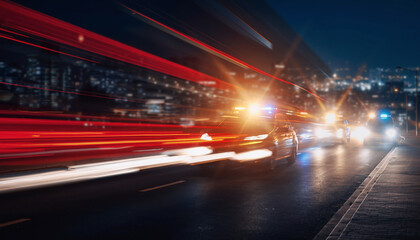 Naklejka premium traffic in city at night