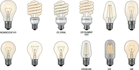 Variety of light bulbs for different lighting needs and applications