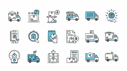 Set of logistics and delivery service icons.