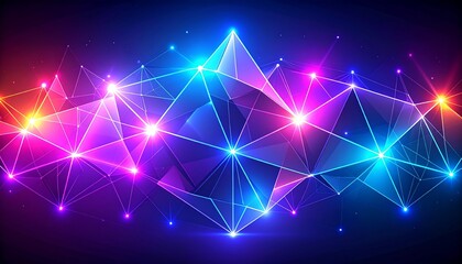 Dynamic abstract digital network with glowing interconnected lines and futuristic polygonal structures, symbolizing data flow, technological innovation, and modern communication concepts