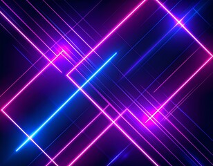 Dynamic abstract digital background with glowing neon geometric lines in vibrant magenta and blue, creating a futuristic interconnected grid pattern for technology concepts