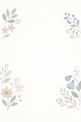 Light, muted flowers and berries decorate the corners of a bright white page, offering a serene, modern layout ideal for invitations, menus, and minimal stationery.