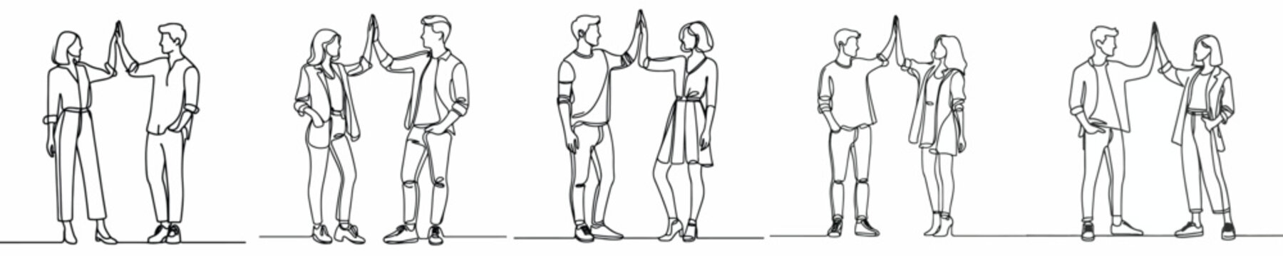 line art of a couple doing a high five