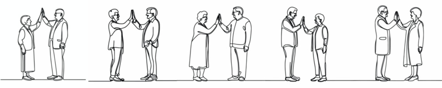 line art of a old couple doing a high five