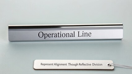 Reflective Division Symbolizing Operational Line with Tag Indicating Alignment in Professional Setting
